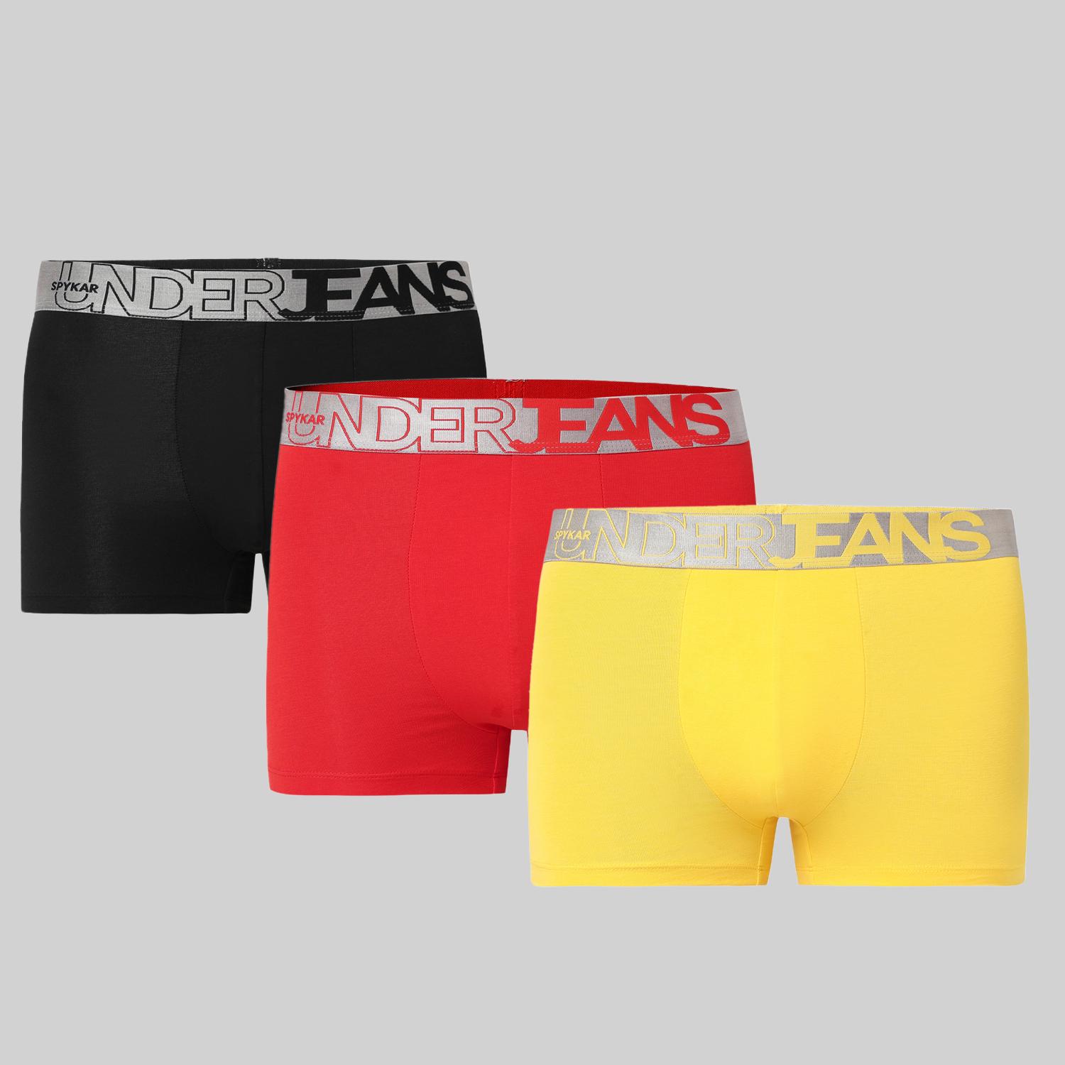 Underjeans Pack Of 3 Cotton Blend Solid Mid-Rise Trunks