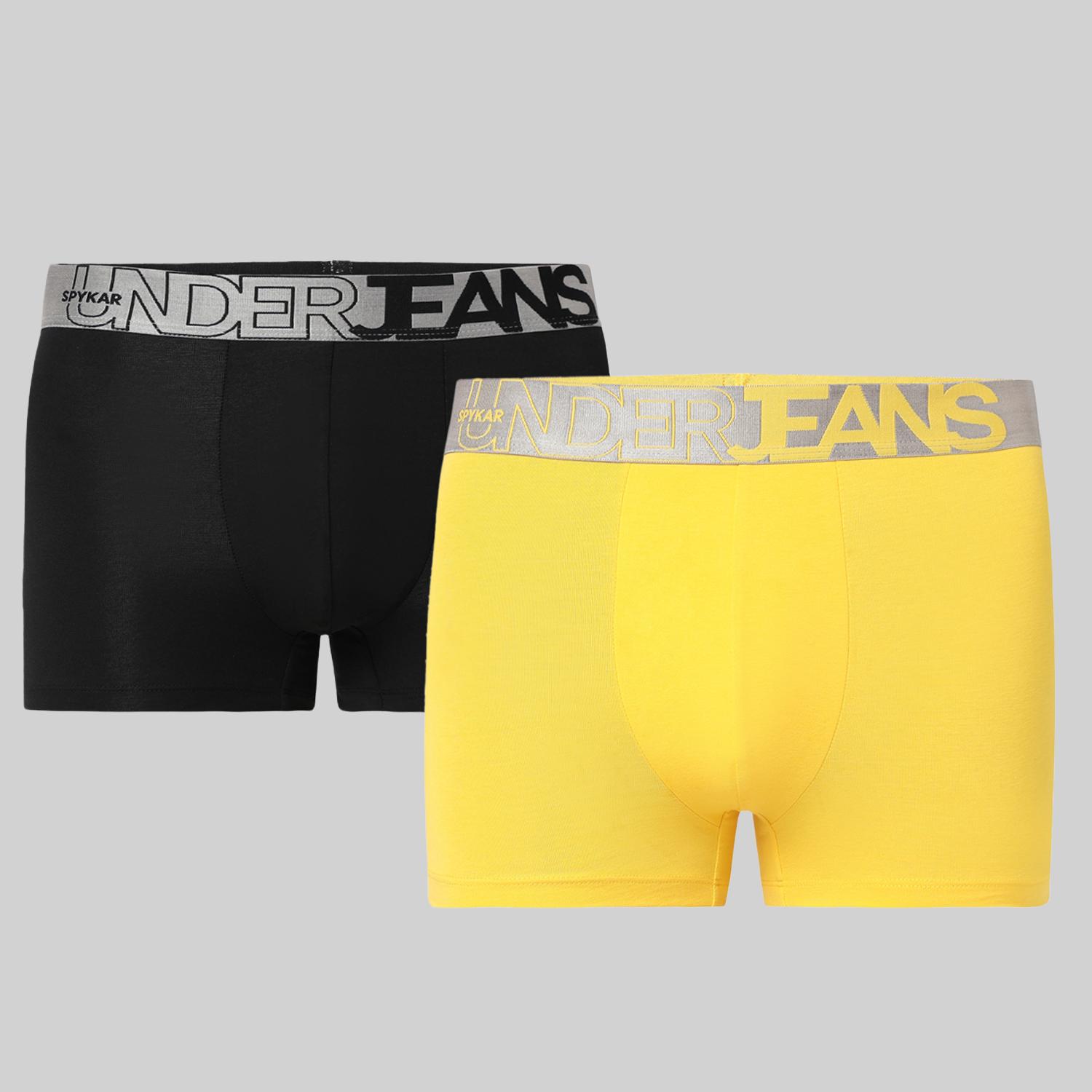 Underjeans Pack of 2  Cotton Blend Solid Mid-Rise Trunks