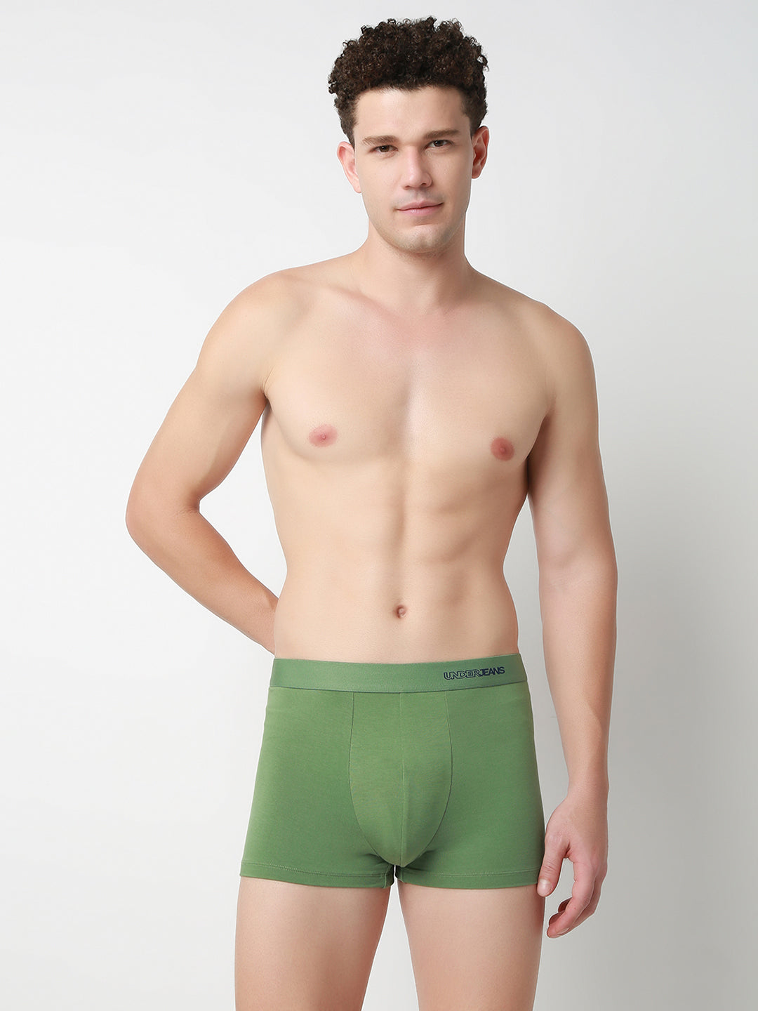 UnderJeans by Spykar Men Solid Light Olive Trunk