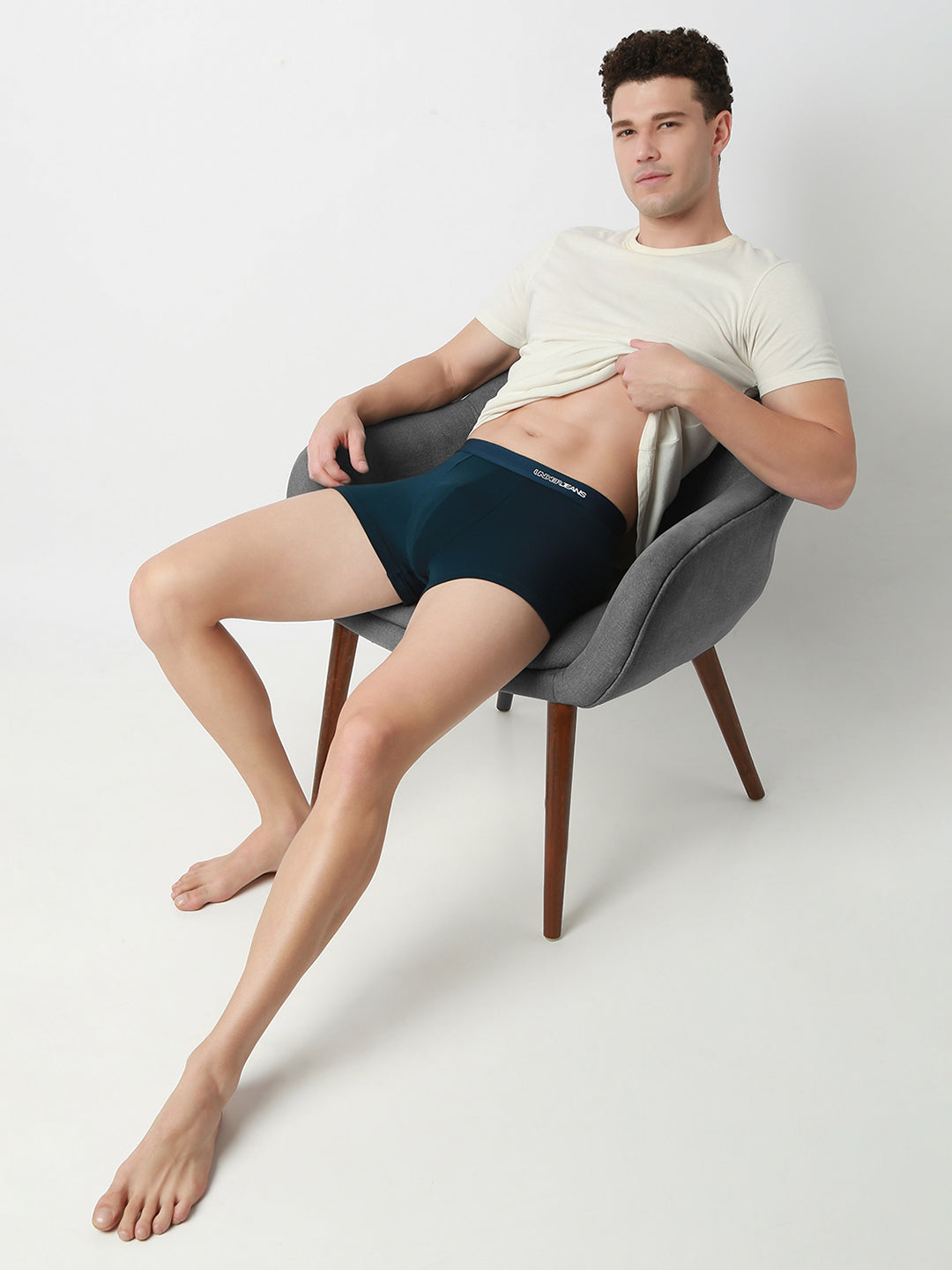 UnderJeans by Spykar Men Solid Teal Green Trunk