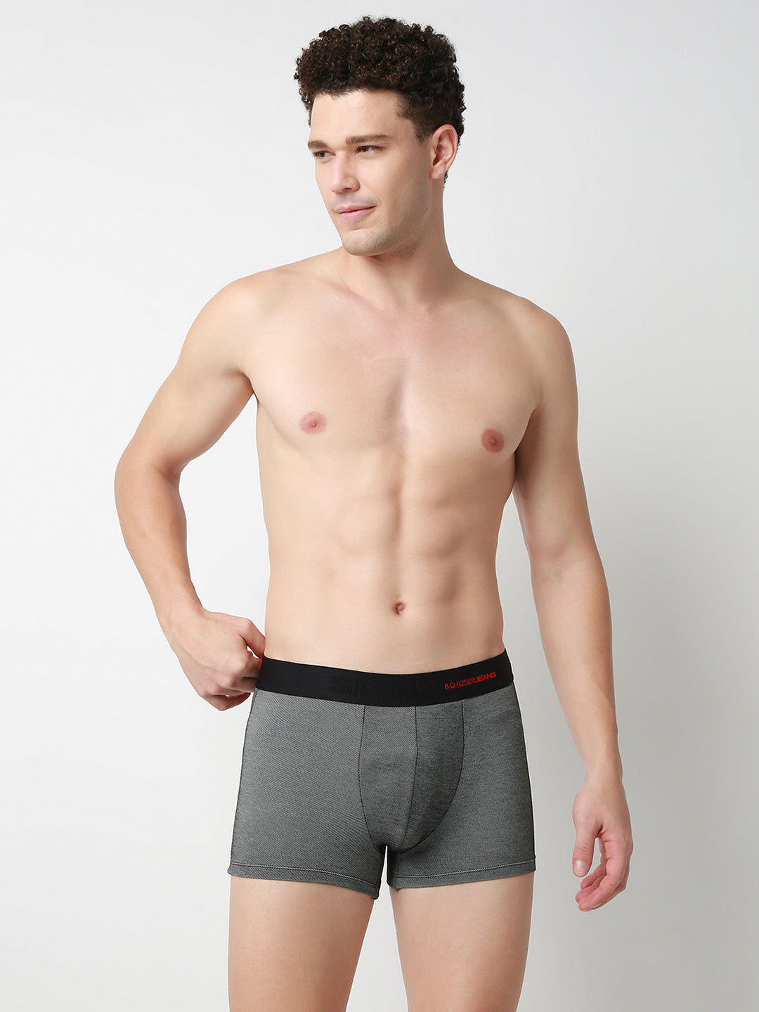 UnderJeans by Spykar Men Solid Dark Denim Black Trunk