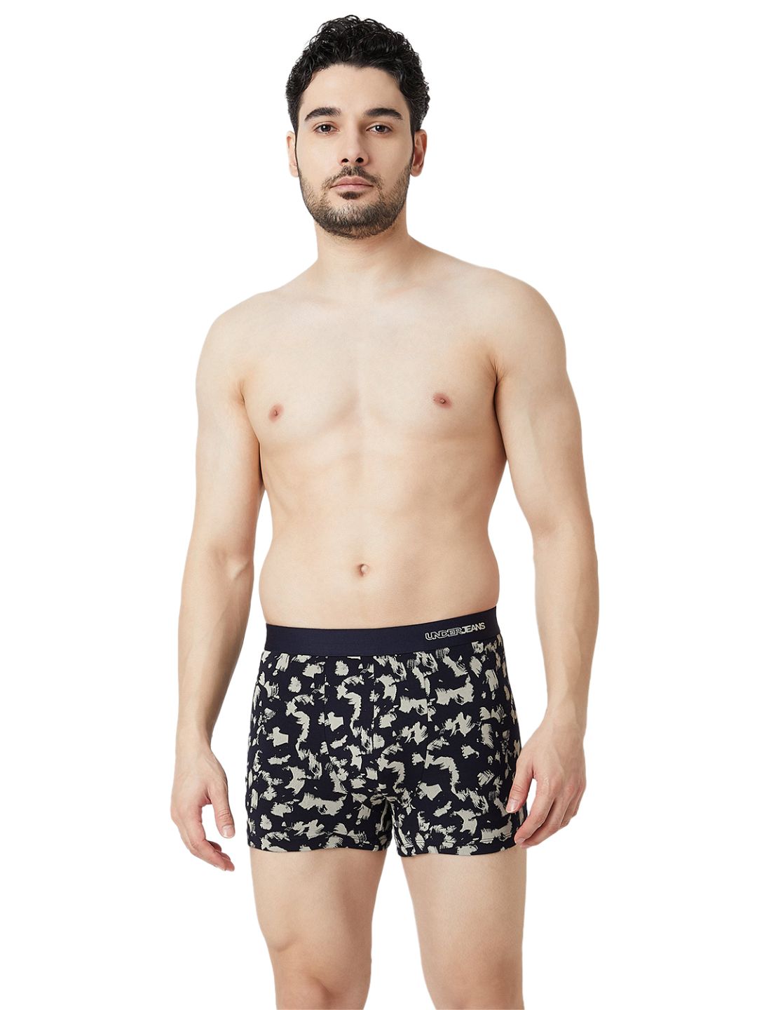 UnderJeans by Spykar Men Printed Navy Ecru Trunk