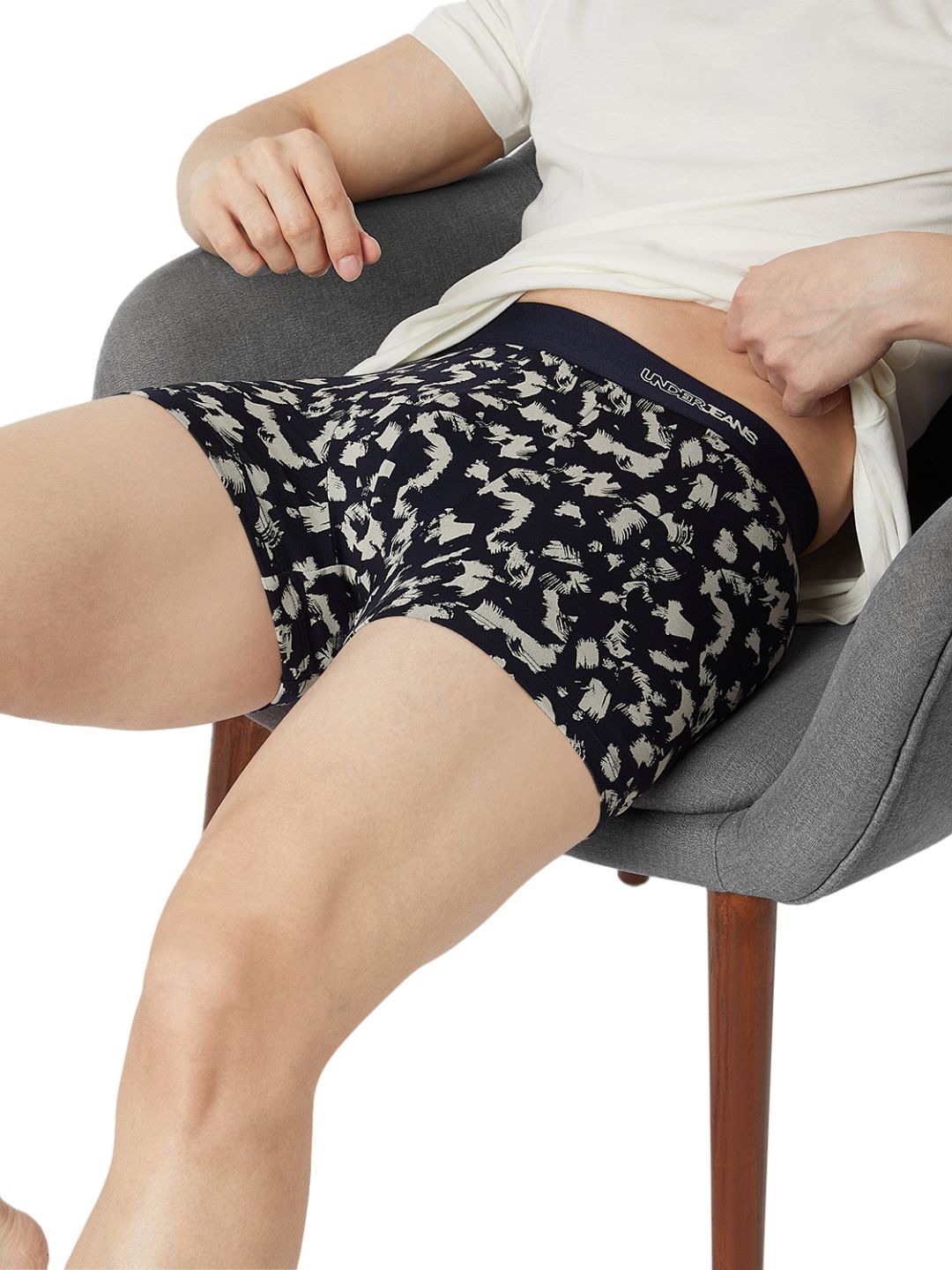 Underjeans Print Navy Ecru Trunk