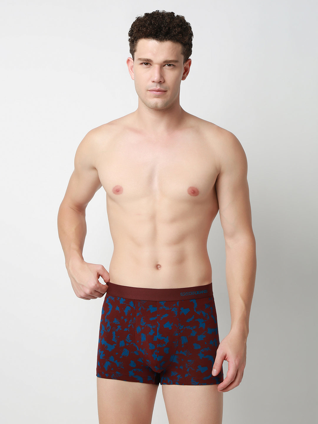 UnderJeans by Spykar Men Printed Wine Dark Blue Trunk
