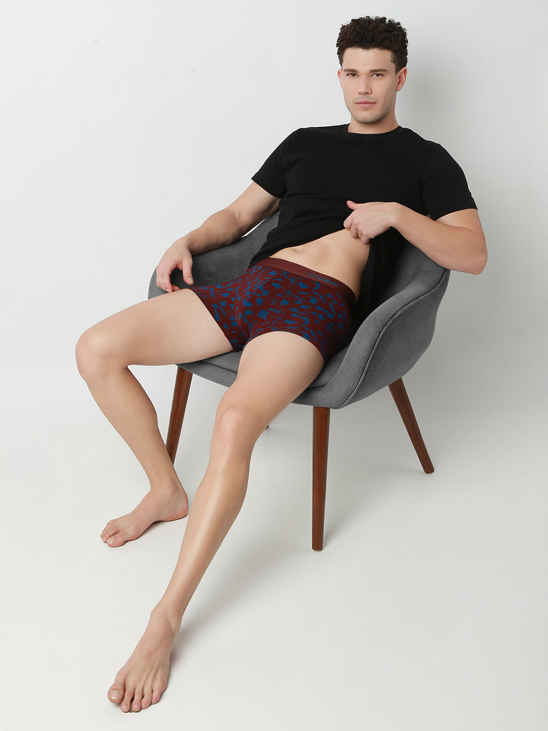 UnderJeans by Spykar Men Printed Wine Dark Blue Trunk