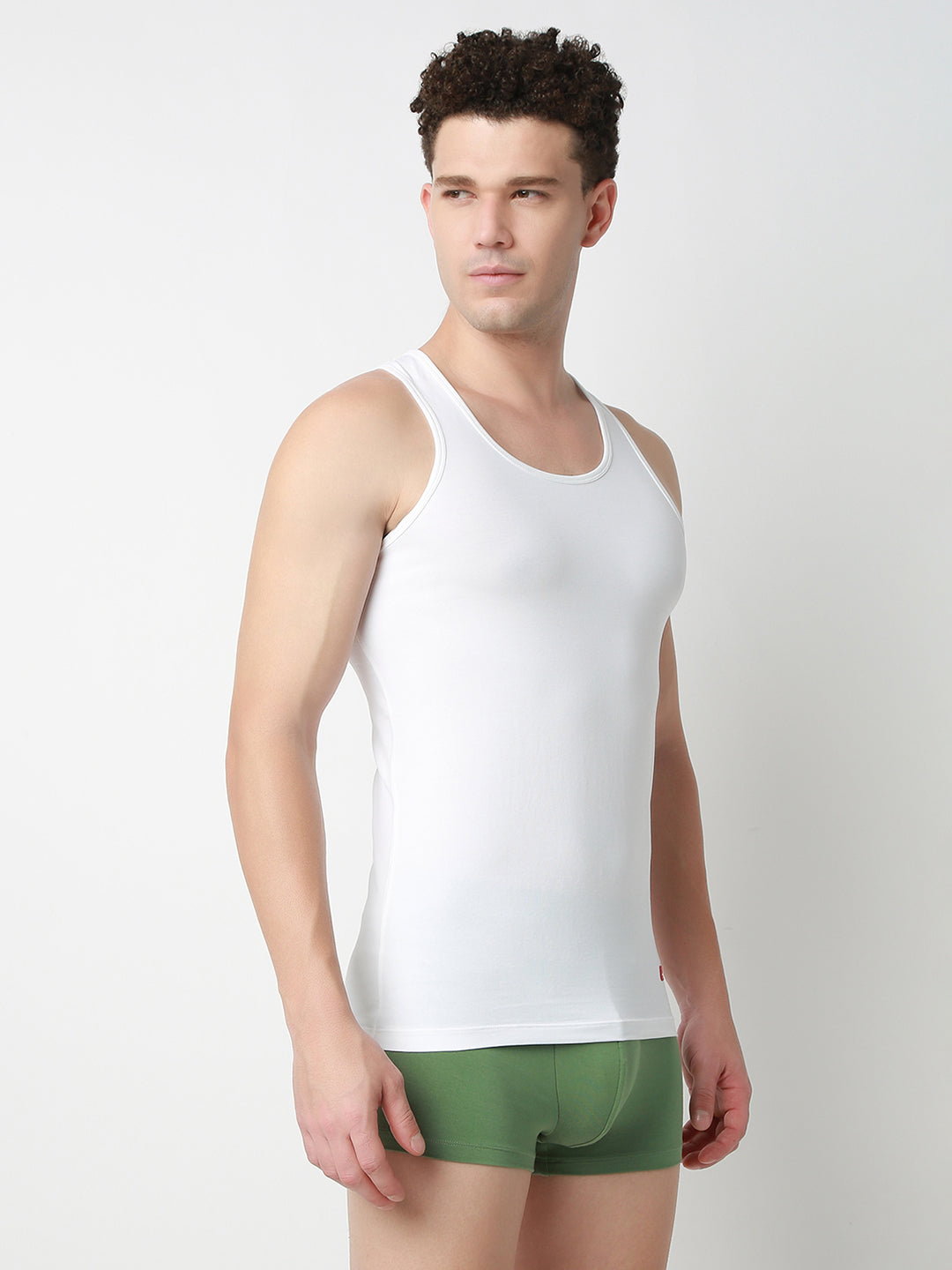 Underjeans Pack of 2 White Round Neck Solid Vests