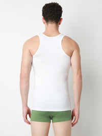 Underjeans Pack of 2 White Round Neck Solid Vests