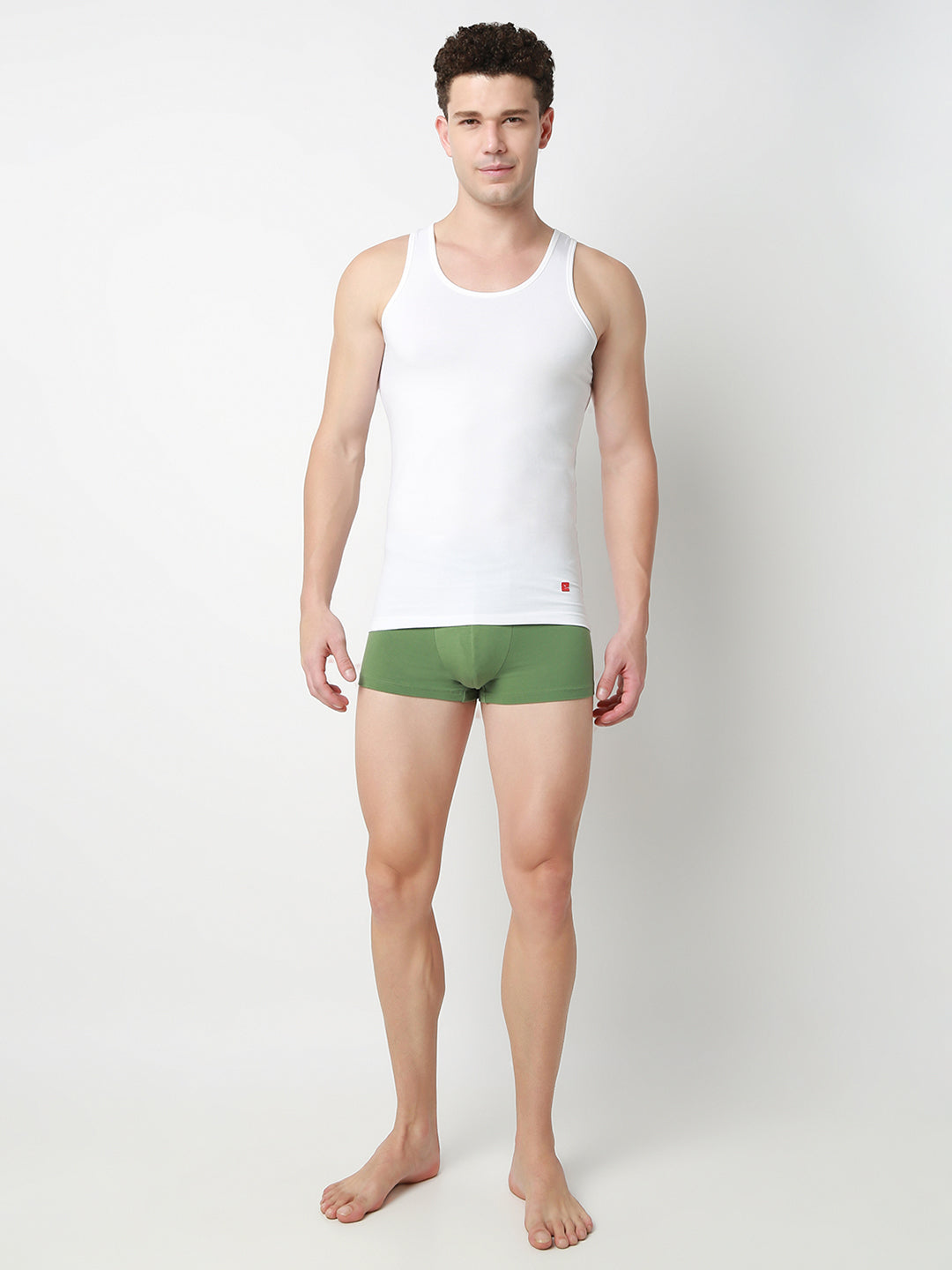 Underjeans Pack of 2 White Round Neck Solid Innerwear Vests