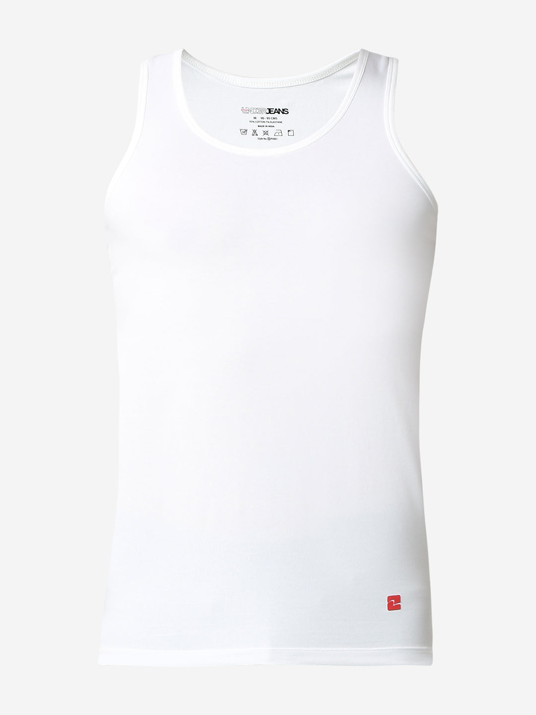 UnderJeans by Spykar Men White Round Neck Solid Innerwear Vests (Pack of 2)