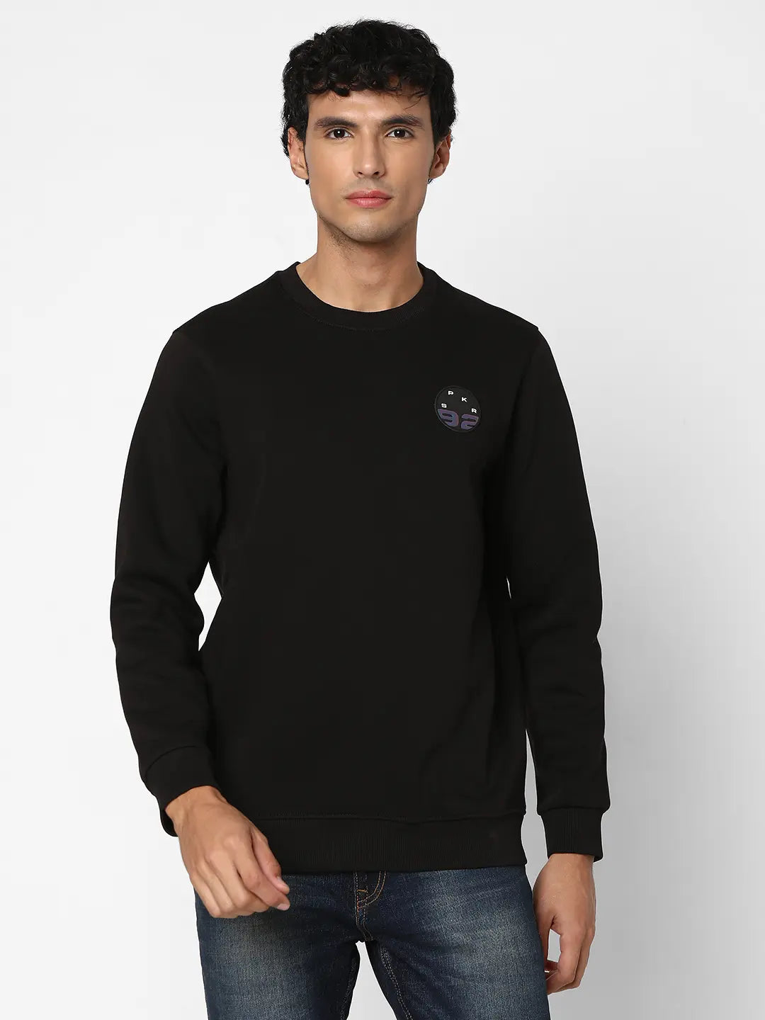 Slim fit black sweatshirt shop