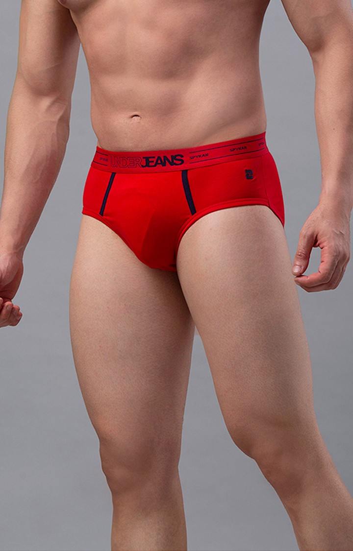 Underjeans by Spykar Men Red Regular Fit Briefs (Pack of 2)