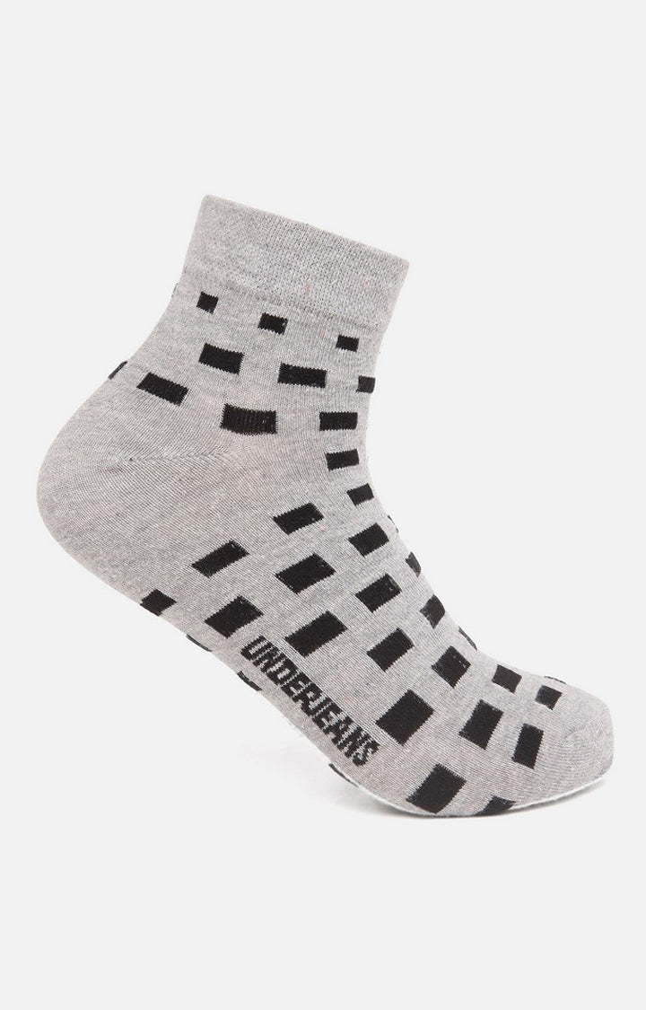 Men Premium Grey Black Ankle Length (Non Terry) Single Pair Of Socks- Underjeans By Spykar