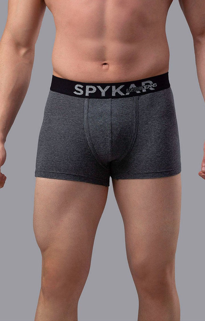 Underjeans By Spykar Men Grey Solid Trunks