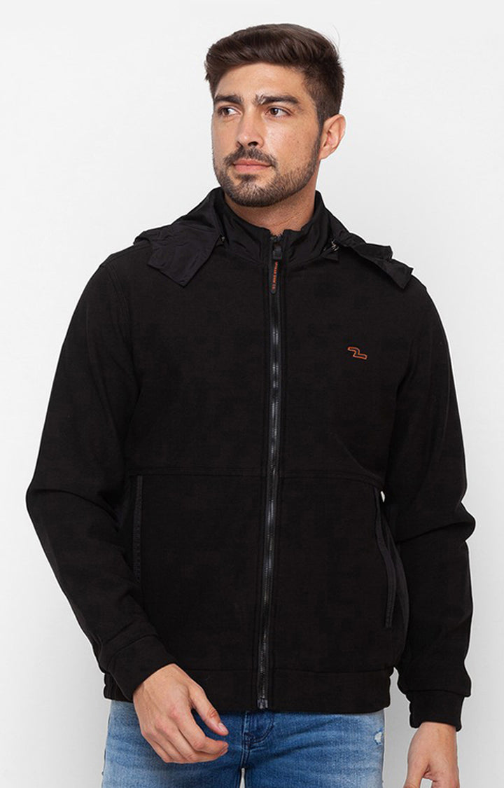 Spykar Jet Black Cotton Full Sleeve Casual Jacket For Men