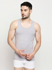 Underjeans Light Grey Cotton Blend Regular Fit Vest
