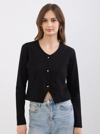 Women T-Shirt Black Slim Fit