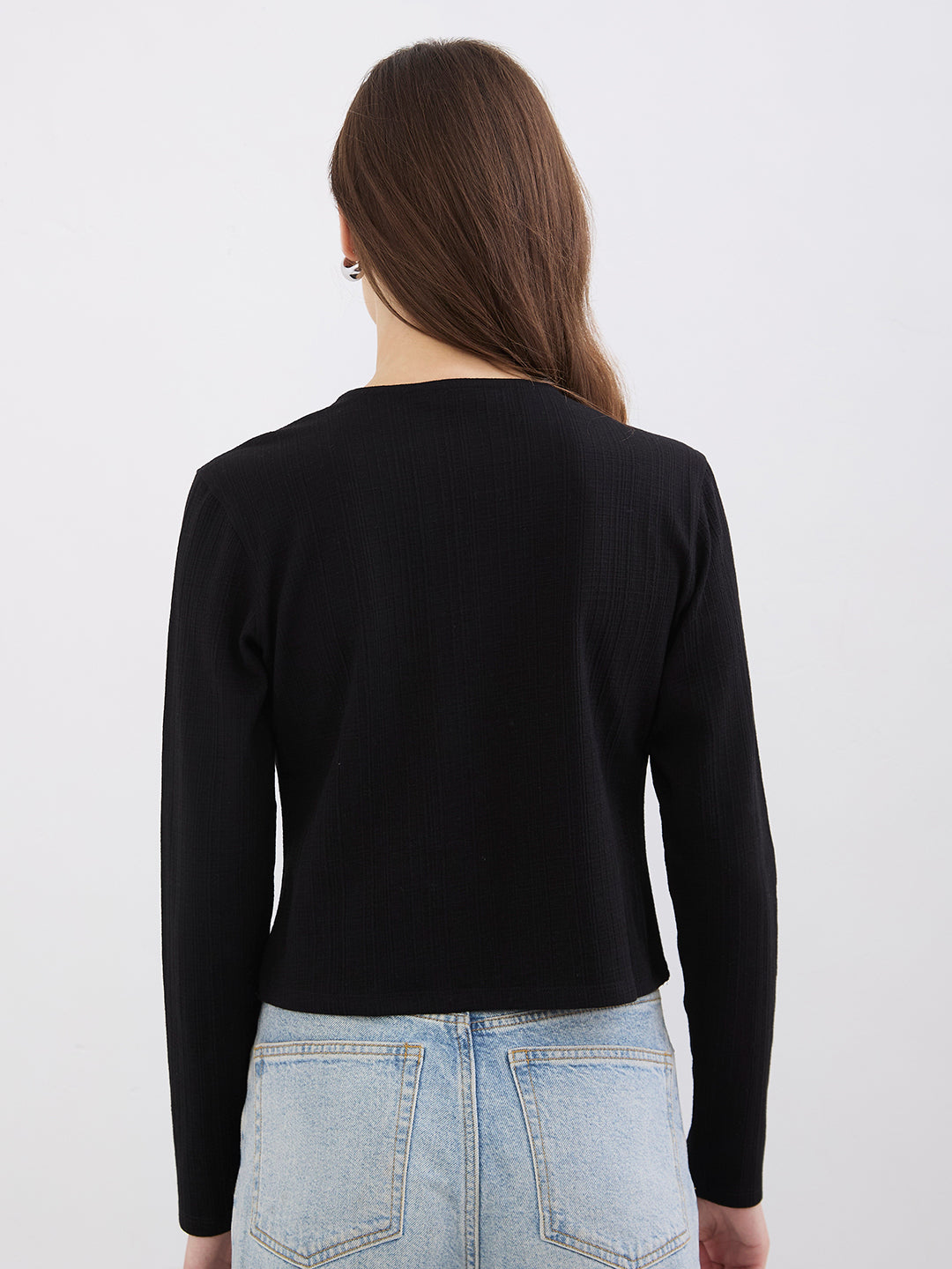 Spykar Black Slim Fit Casual T-Shirts For Women