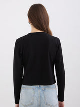 Women T-Shirt Black Slim Fit