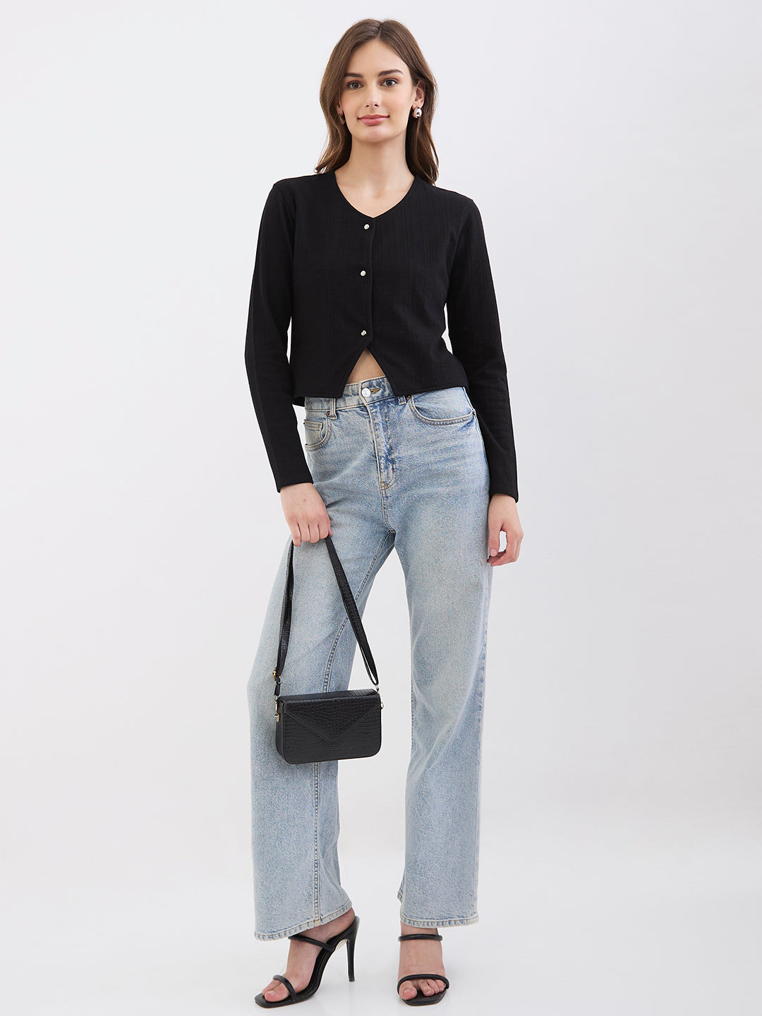 Women T-Shirt Black Slim Fit