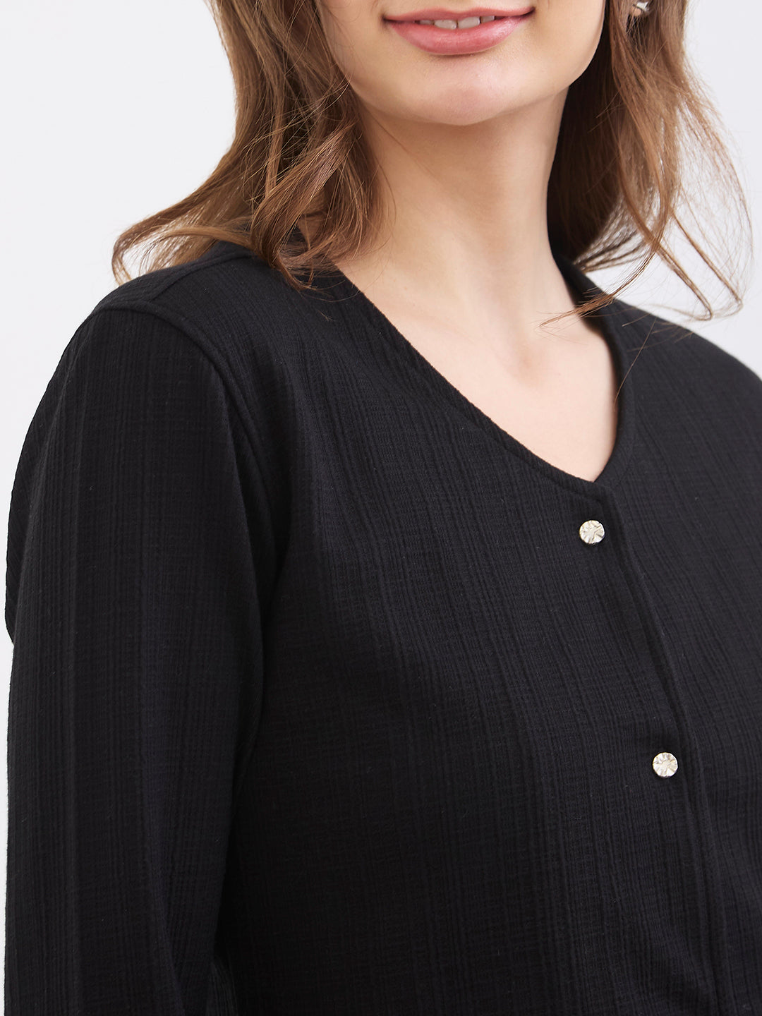 Spykar Black Slim Fit Casual T-Shirts For Women