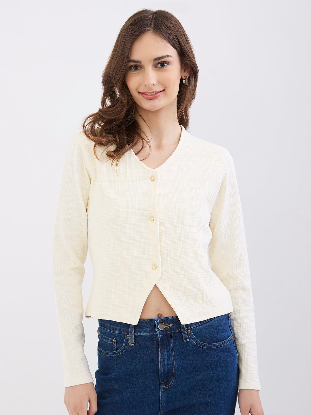 Spykar New Off White Slim Fit Casual T-Shirts For Women