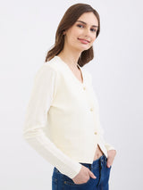 Women T-Shirt Off White Slim Fit