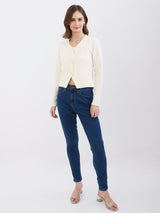 Women T-Shirt Off White Slim Fit