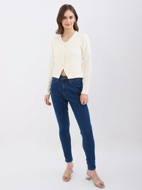 Women T-Shirt Off White Slim Fit