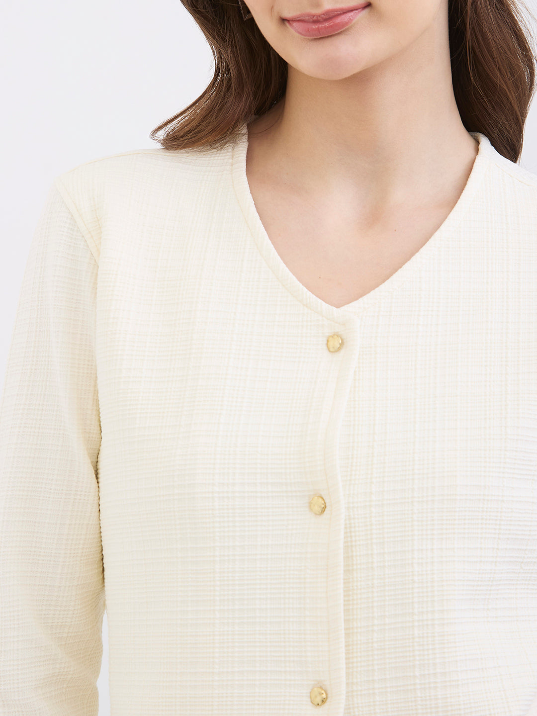 Women T-Shirt Off White Slim Fit