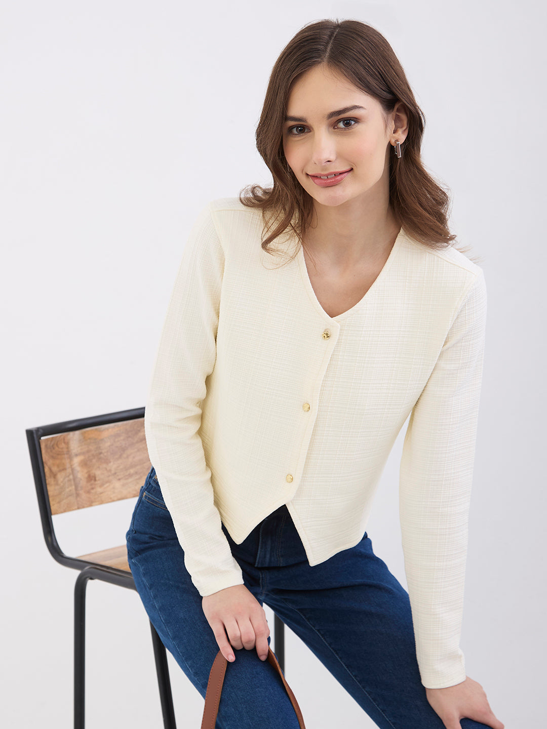 Spykar New Off White Slim Fit Casual T-Shirts For Women