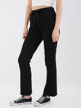 Women Trackpant Boot Cut Fit Black High Rise