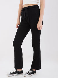 Women Trackpant Boot Cut Fit Black High Rise