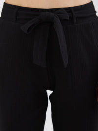 Women Trackpant Boot Cut Fit Black High Rise