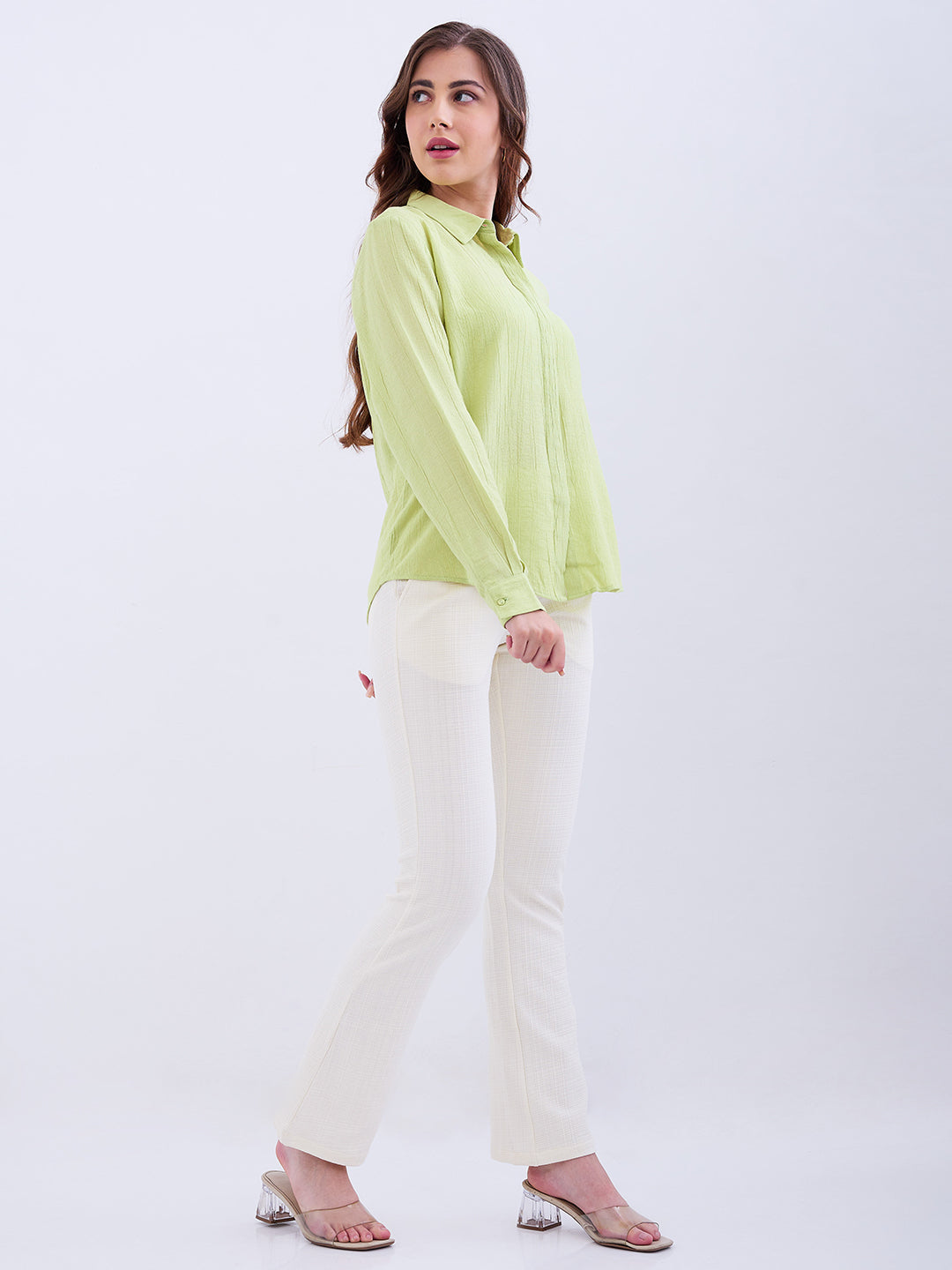 Spykar New Off White High Rise Boot Cut Fit Casual Knit Track Pants For Women