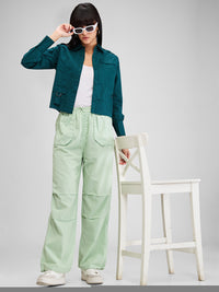 Women Shirt Solid Green Comfort Fit