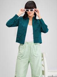 Women Shirt Solid Green Comfort Fit