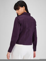 Women Shirt Solid Plum Comfort Fit