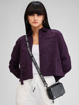 Women Shirt Solid Plum Comfort Fit