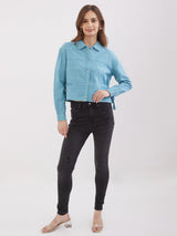 Women Top Blue Regular Fit