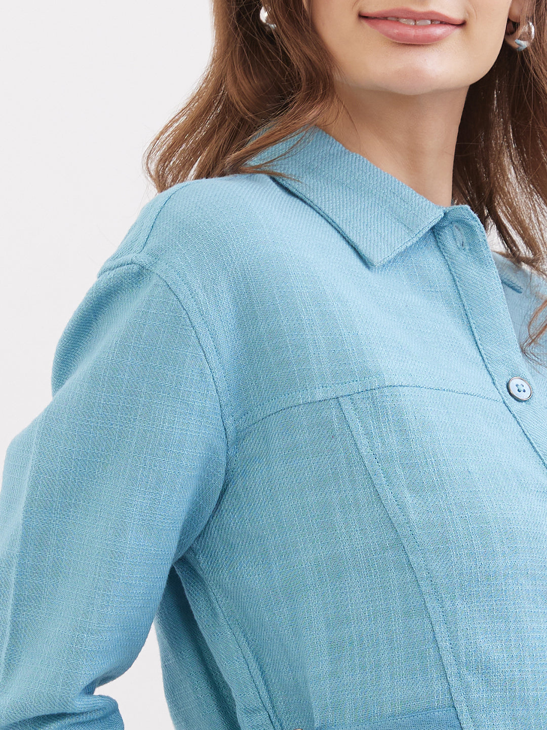 Spykar Retro Blue Regular Fit Casual Tops For Women