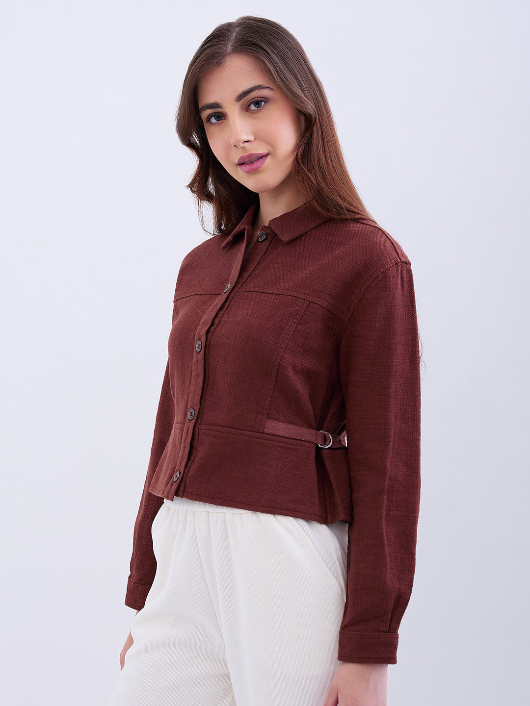 Spykar Sepia Brown Regular Fit Casual Tops For Women