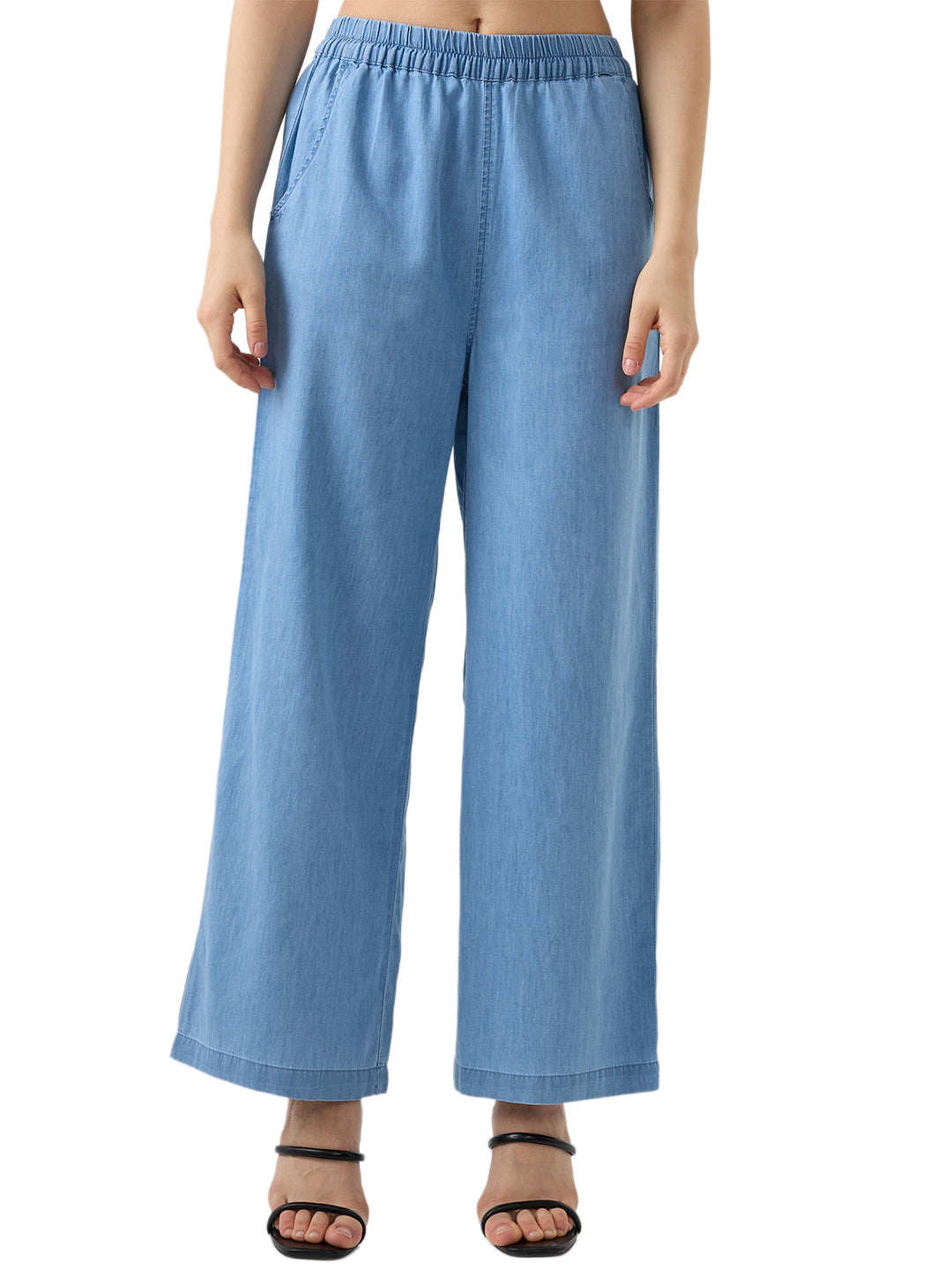 Spykar Mid Blue Regular Fit High Rise Jeans For Women