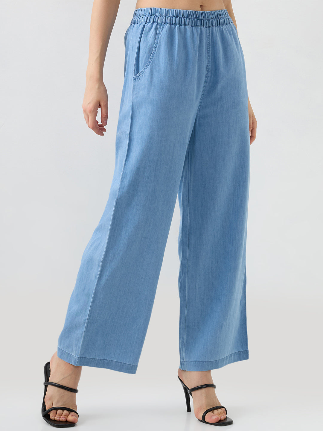 Spykar Mid Blue Regular Fit High Rise Jeans For Women