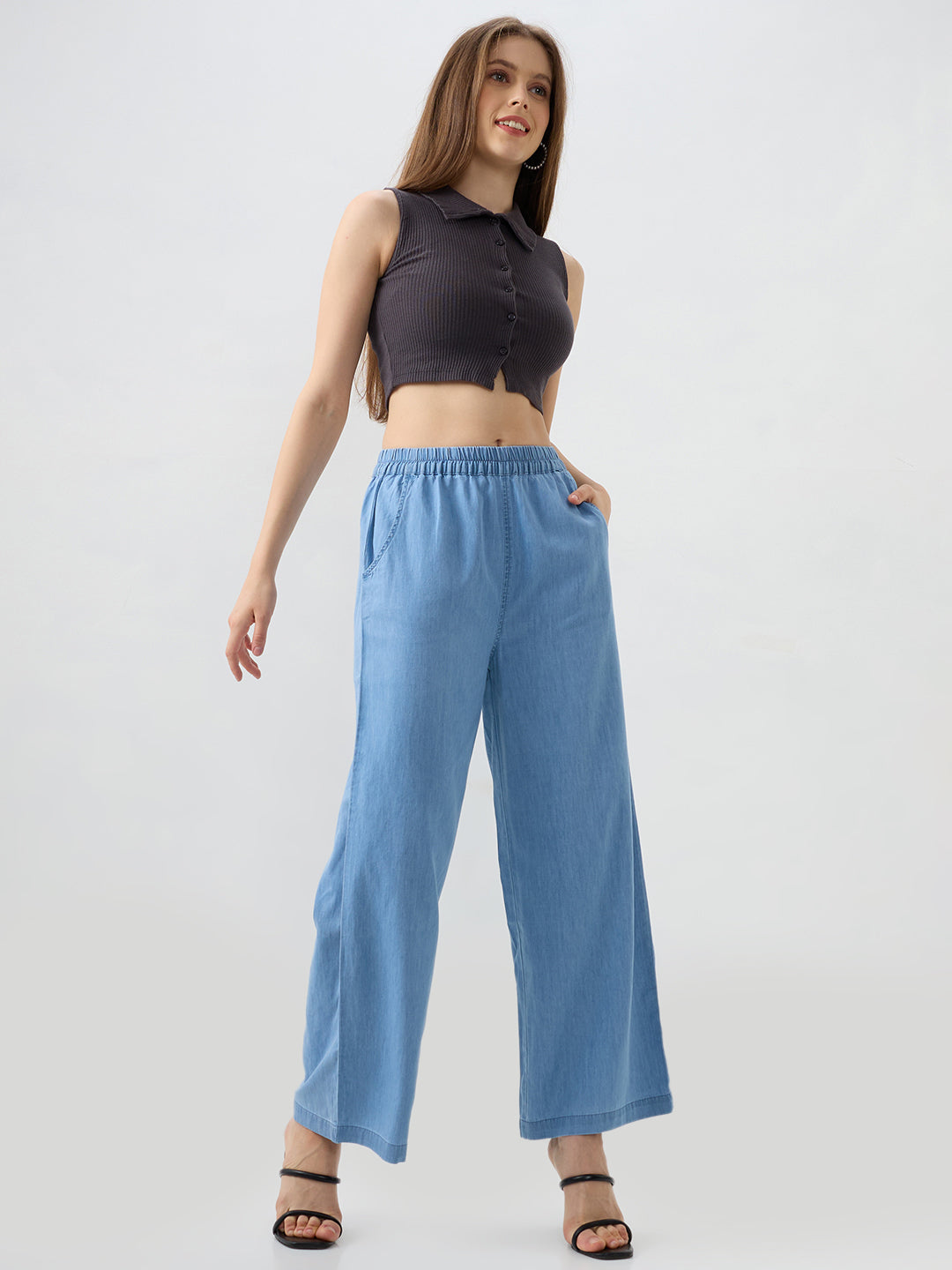 Women Bella Jeans Straight Fit Blue High Rise