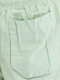 Women Trouser Baggy Fit Green High Rise