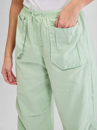 Women Trouser Baggy Fit Green High Rise