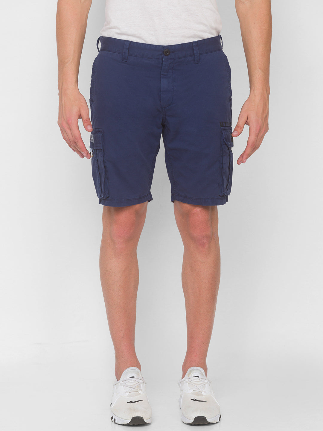 Spykar Men Indigo Blue Solid Relaxed Mid-Rise Shorts (Relaxed)