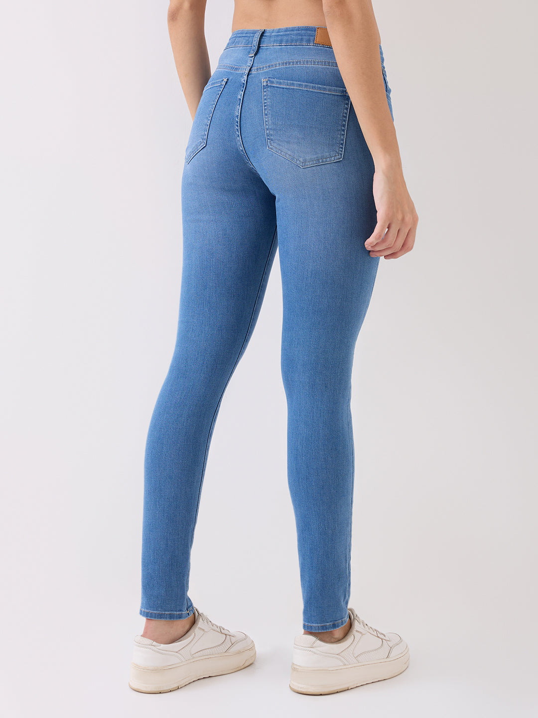Spykar Light Blue Mid Rise Skinny Fit Casual Jeans For Women