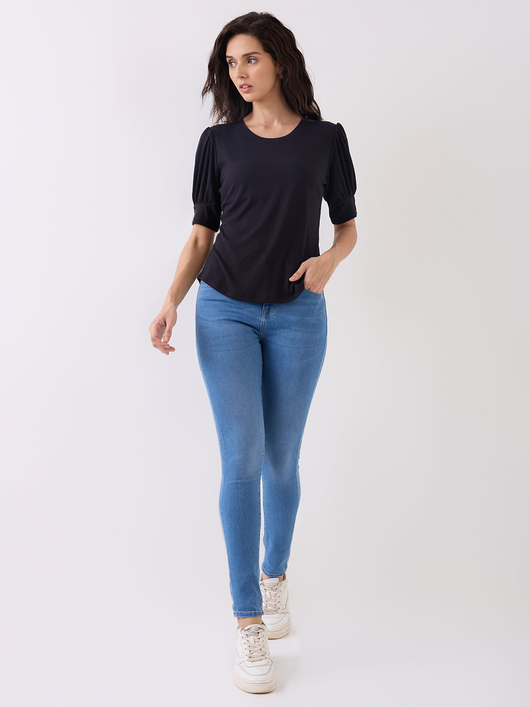 Spykar Light Blue Mid Rise Skinny Fit Casual Jeans For Women