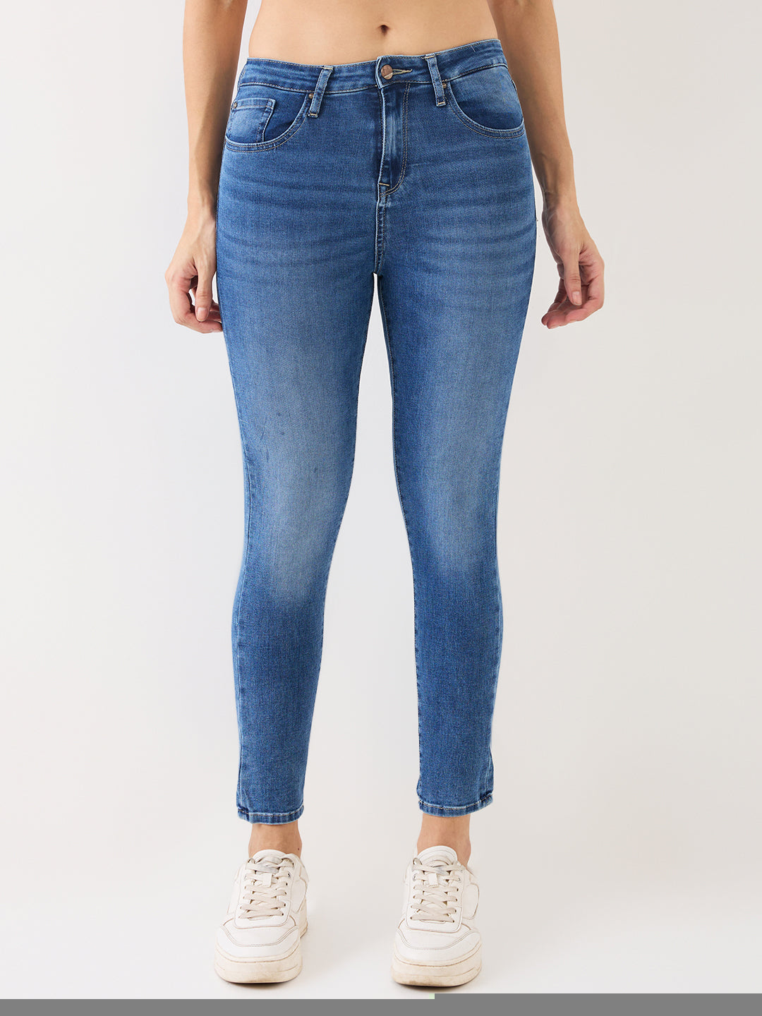 Spykar Light Blue High Rise Super Skinny Fit Casual Jeans For Women